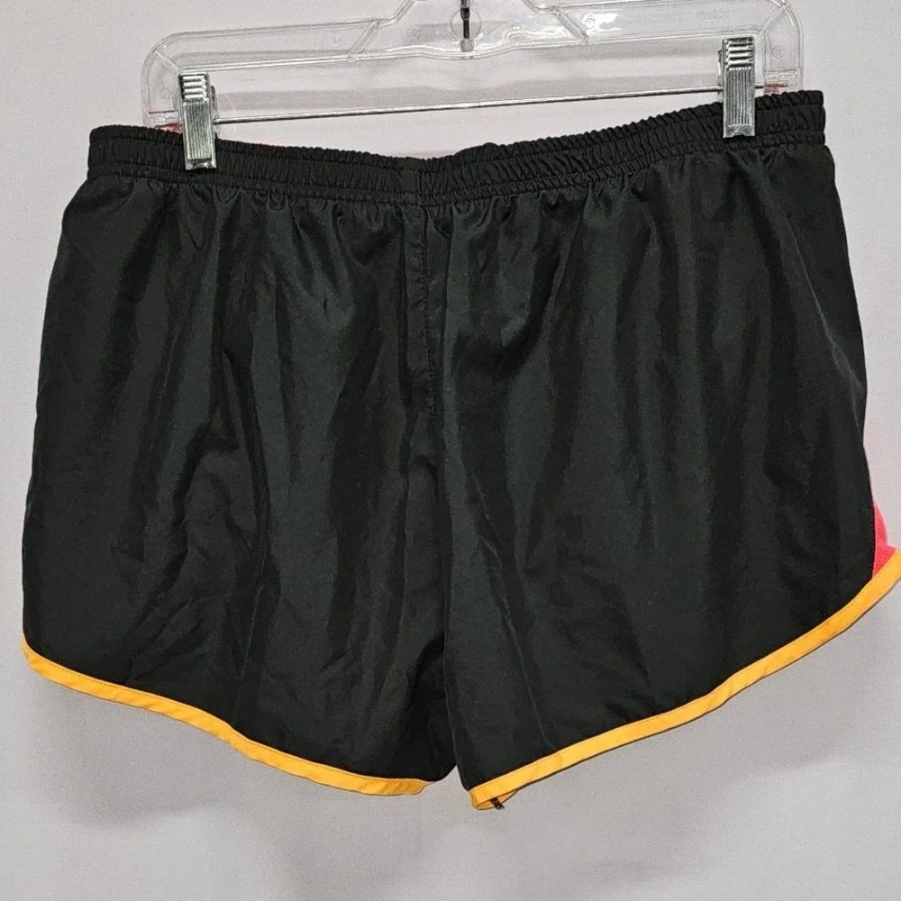 Nike Womens Dri-FIT Running Shorts Black Neon Orange Red XL Athletic Gym Workout